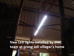 LED lights installed in Orang Asli home