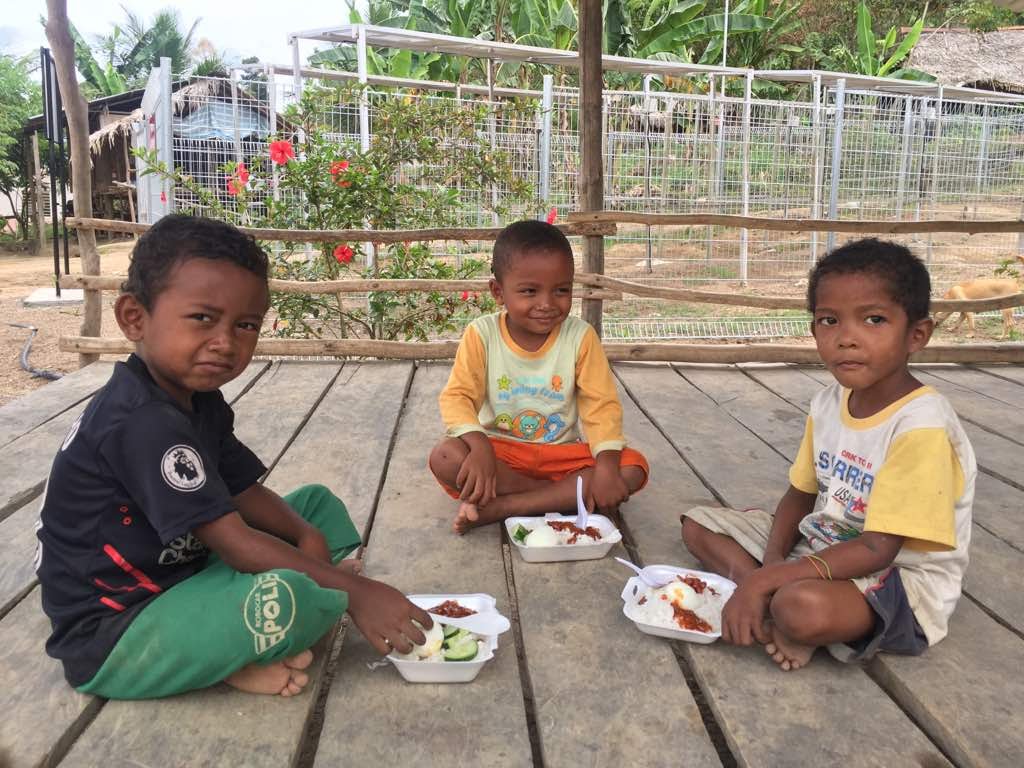 Lunch for children at Medical camp at Gerik