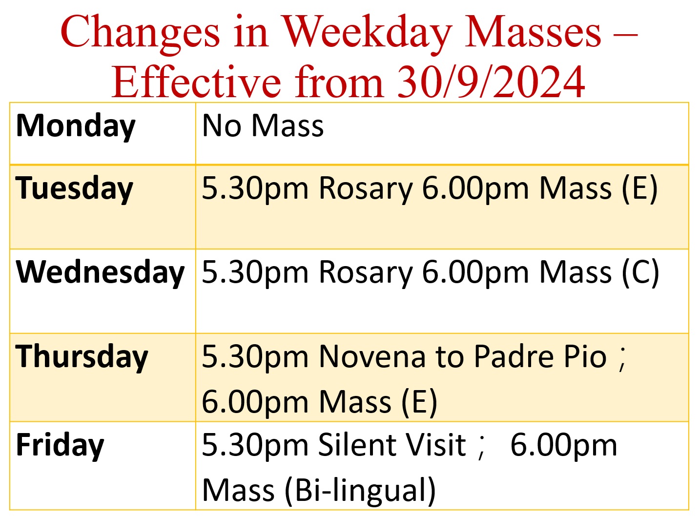 Daily Mass from 30 Sept 2024