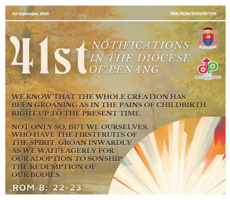 41st notification and updates from Penang diocese