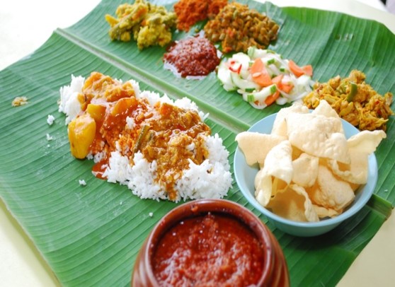 banana leaf rice meal picture