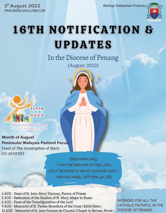 16th Notification from the Penang Diocese