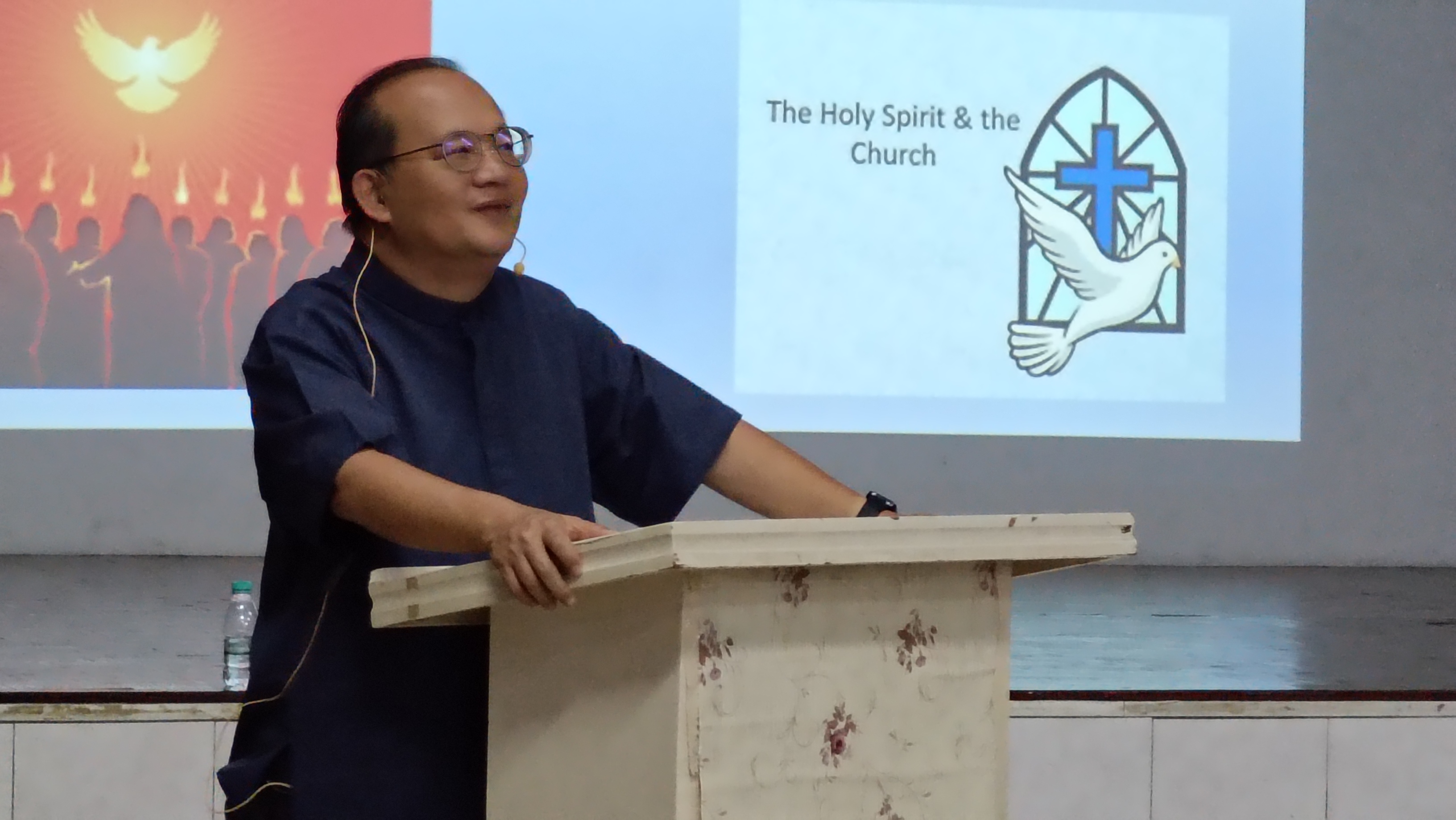 Fr Aloysius giving the talk on the Holy Spirit and the Church