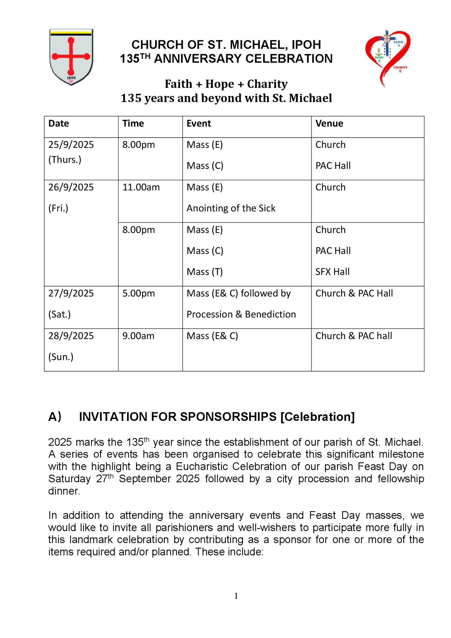 SMC 135 celebrations schedule