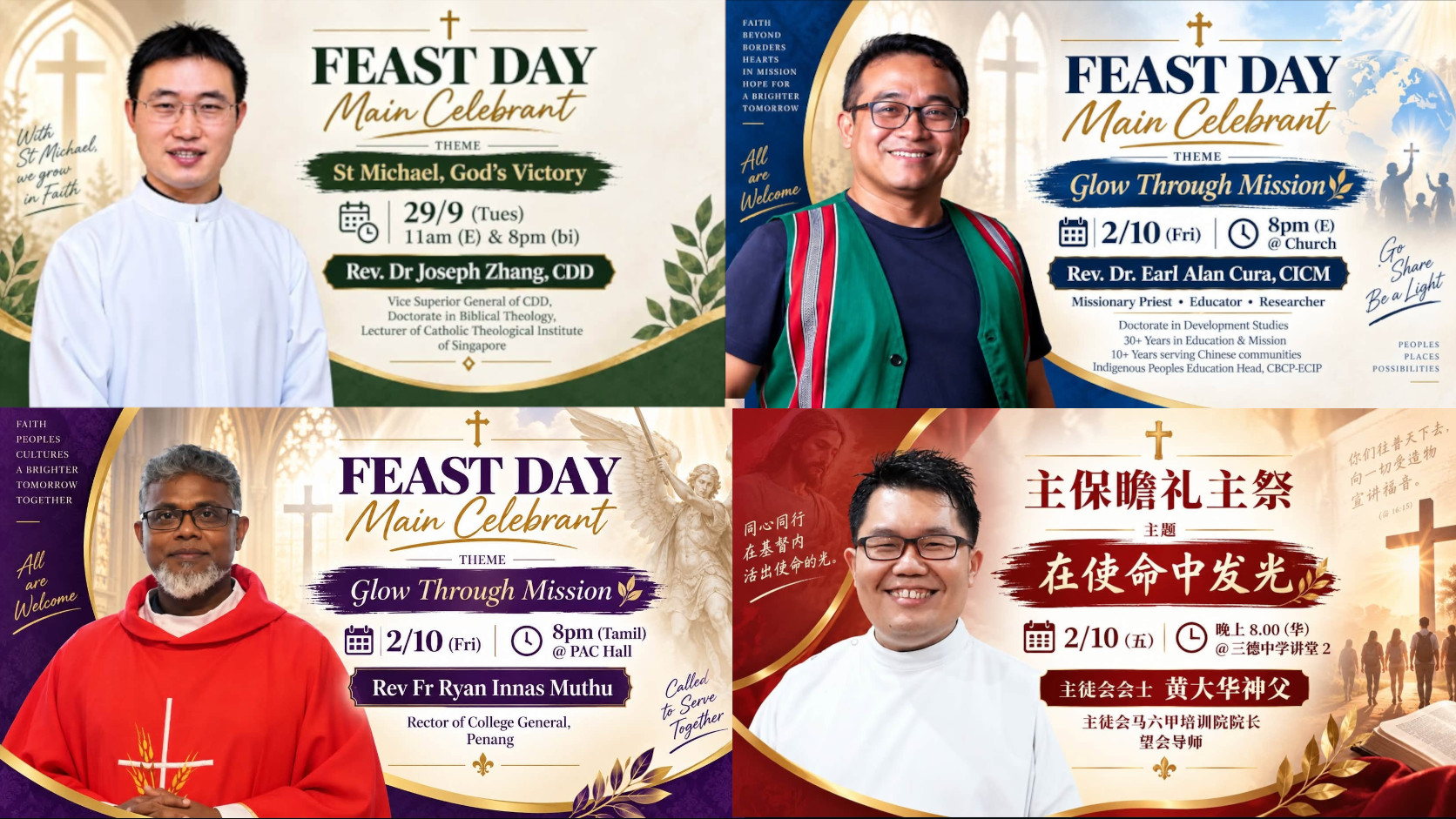 Fr Joseph Zhang, Fr Earl Cura, Fr Ryan Innas Muthu, Fr Lawrence Ng